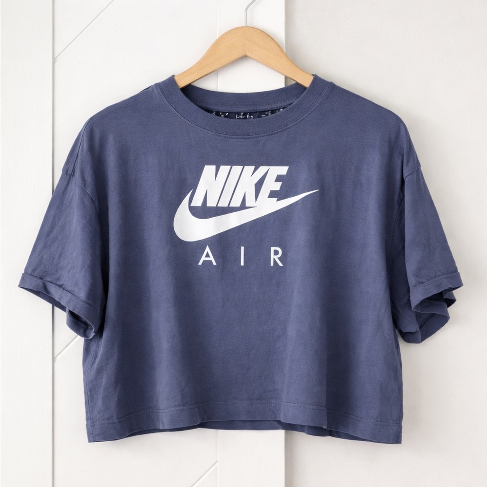 Nike Air Cropped T-Shirt Blue Short Sleeve Logo Tee Women’s XL